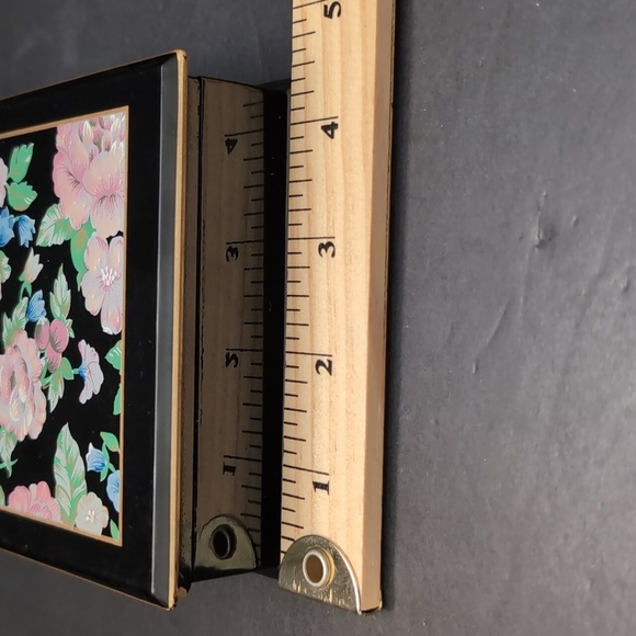 Otagiri Black Lacquered Jewelry/Trinket Box with Pink Florals. - Picture 10 of 11